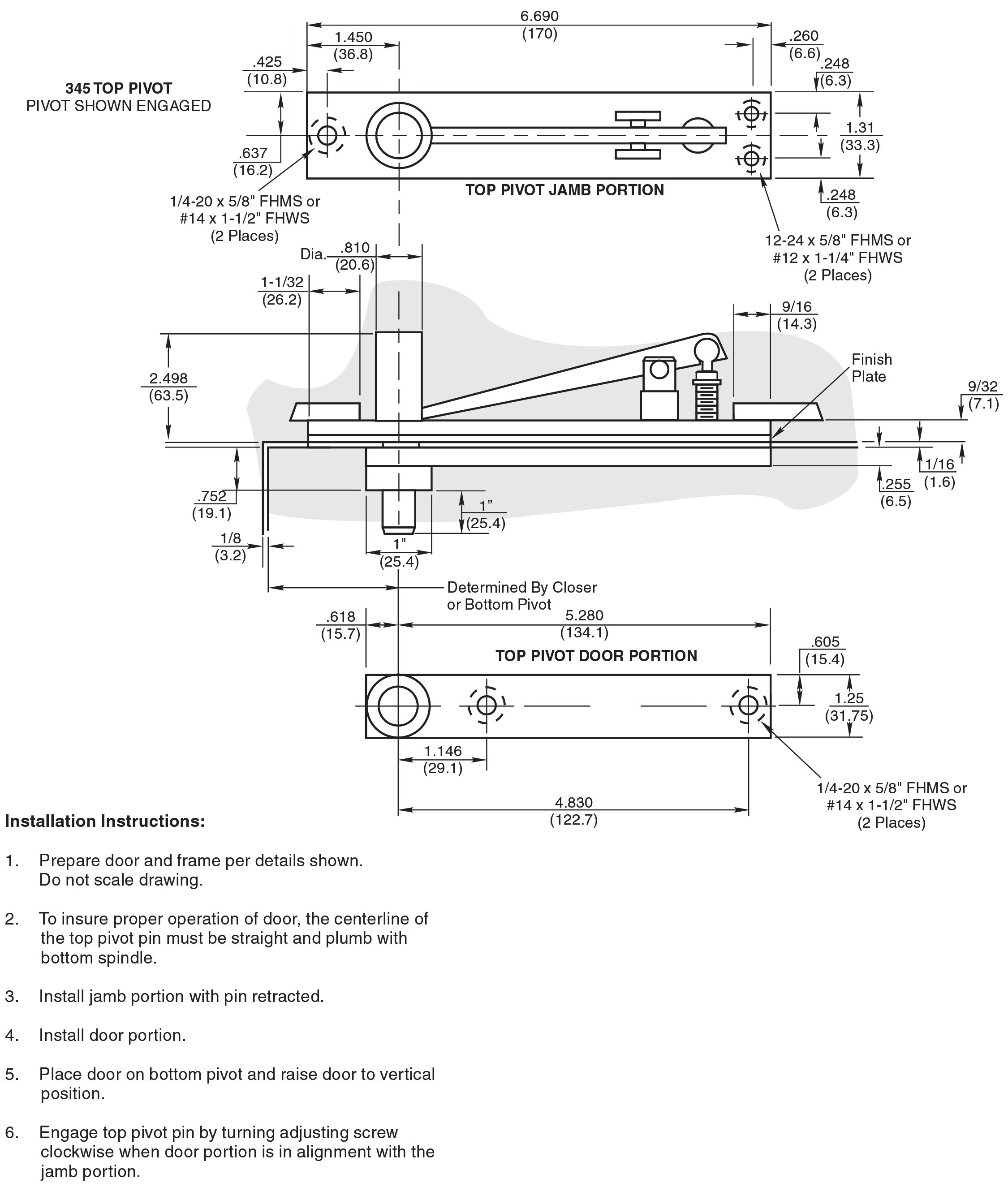 Rixson Center Hung Top Pivot for Extra Tall Doors. Trademark Hardware Inc.