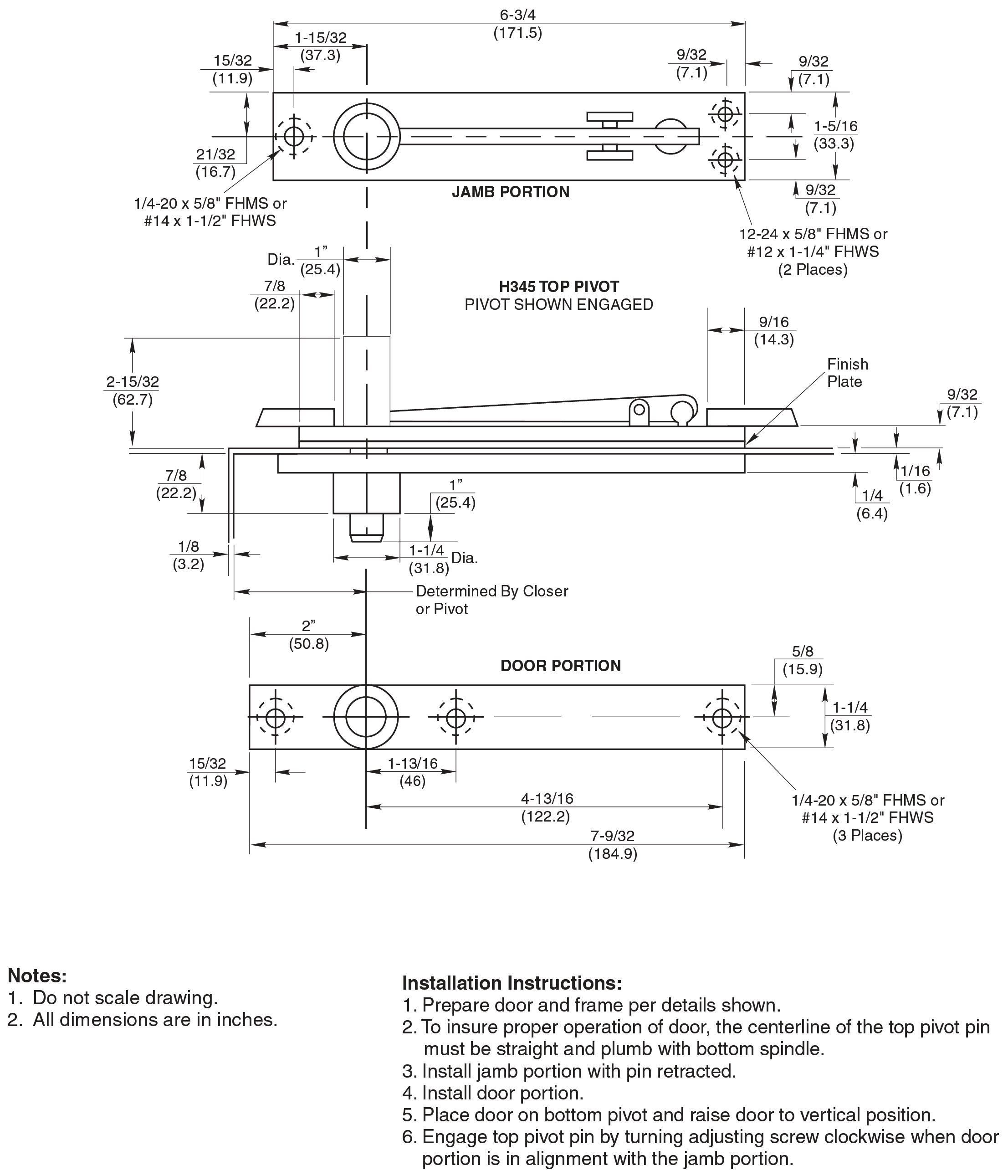 Rixson Center Hung Heavy Duty Top Door Pivot for Extra Tall Doors