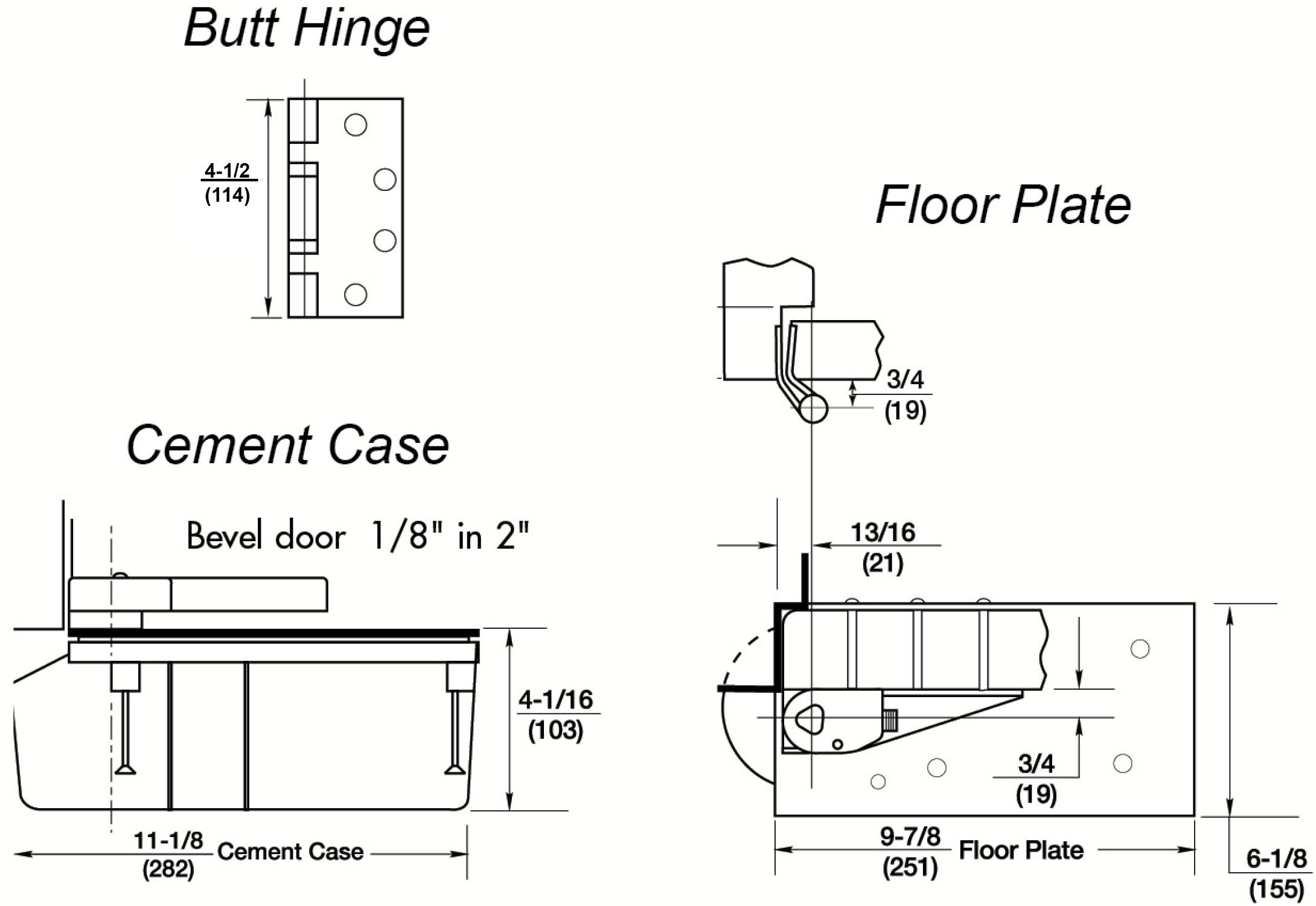 Rixson HM27 Complete Package Floor Closer for Hollow Metal Doors and