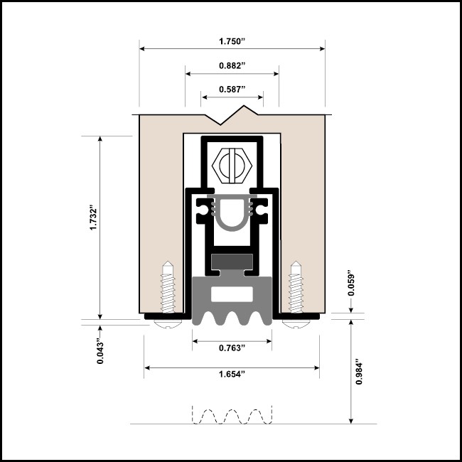 Barzen #5360 Heavy Duty Mortised Automatic Door Bottom with Sponge Neoprene Seal