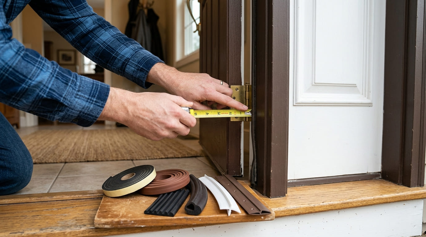 Measuring a door gap to choose the right weatherstripping