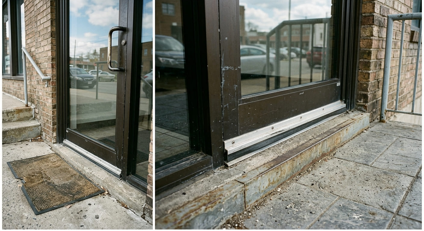 Commercial door sweep installed on door