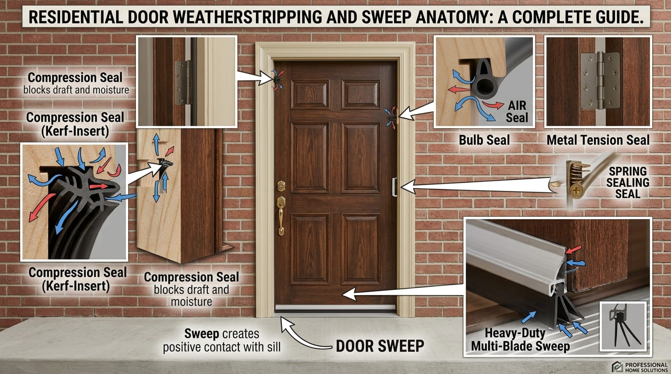 Difference between door sweep and door weatherstripping