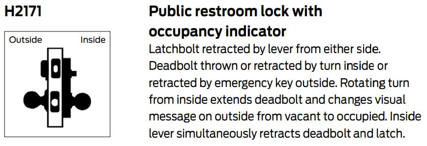 (未使用･未開封品)　STEP ONE lok26k6 Falcon H2171 LAT Public Restroom w/ Occupancy Indicator Lock