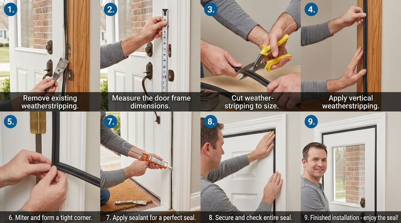 Installing weatherstripping around an exterior door