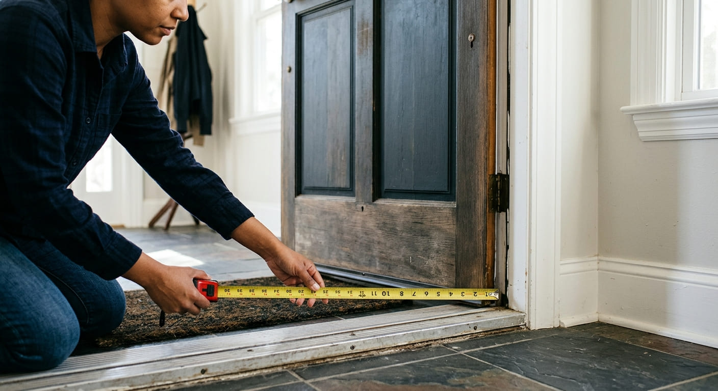 Measuring the width of a door for a replacement door sweep