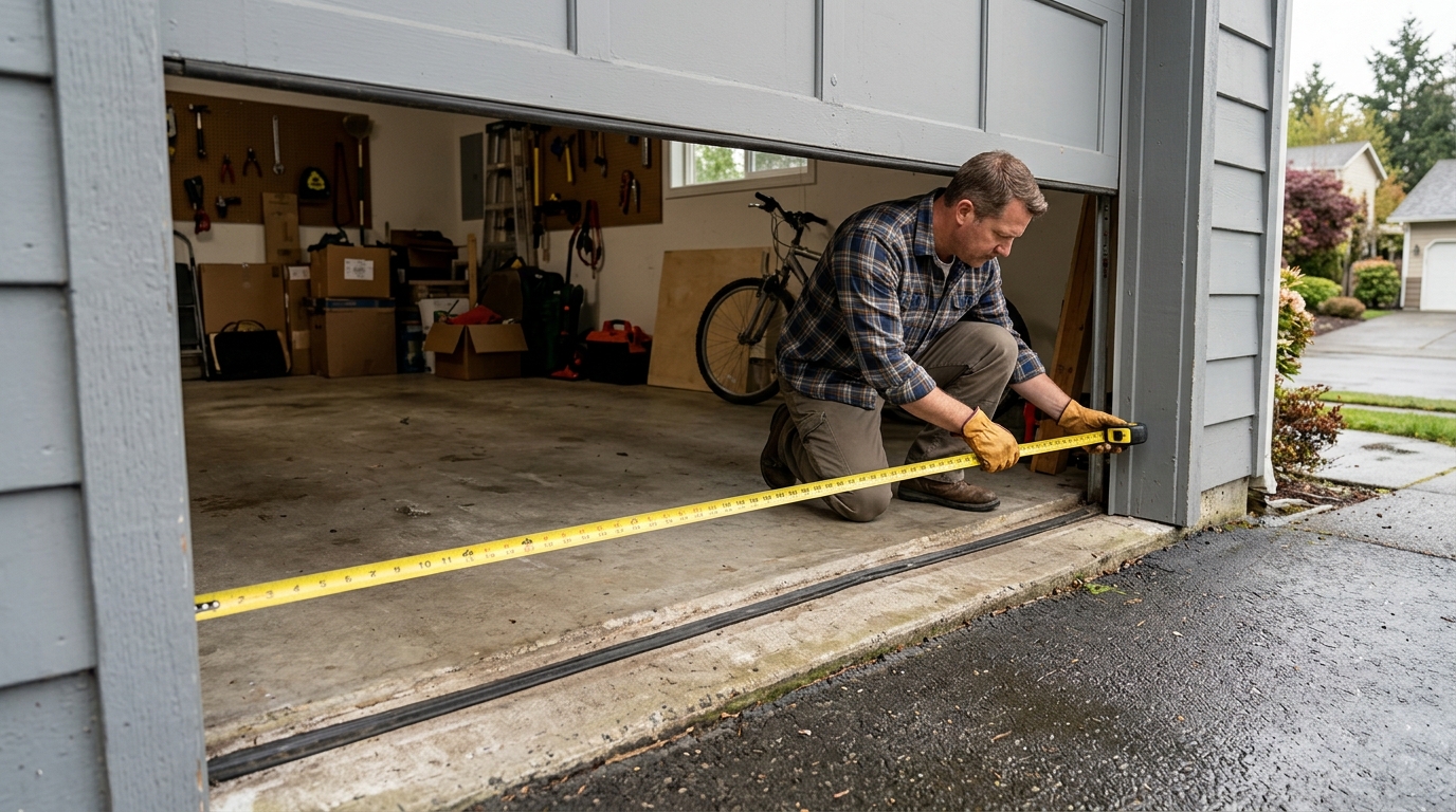 Measuring a garage door opening before choosing flood protection