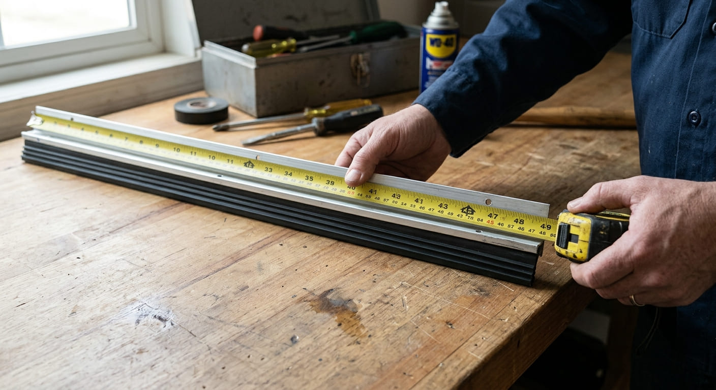 Measuring an existing door sweep before ordering a replacement