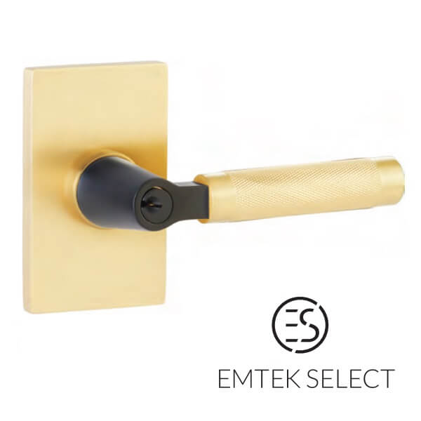 Emtek 5123US15.KLSUS19.FAUS3NL.RH Select Key In Faceted Lever Handle With  Modern Rectangular Rosette