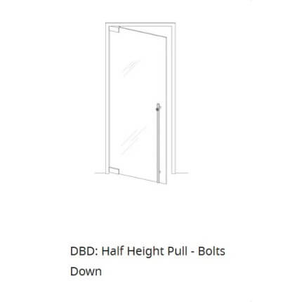 Rockwood LP6061 Half Height, Locking Door Pull, English Bridle Leather Wrapped - Round, Bolts Down