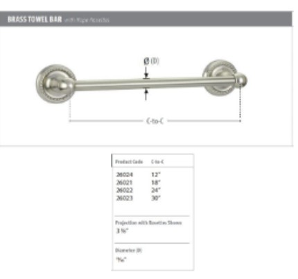 Emtek Traditional Brass 12 Towel Bar 26024