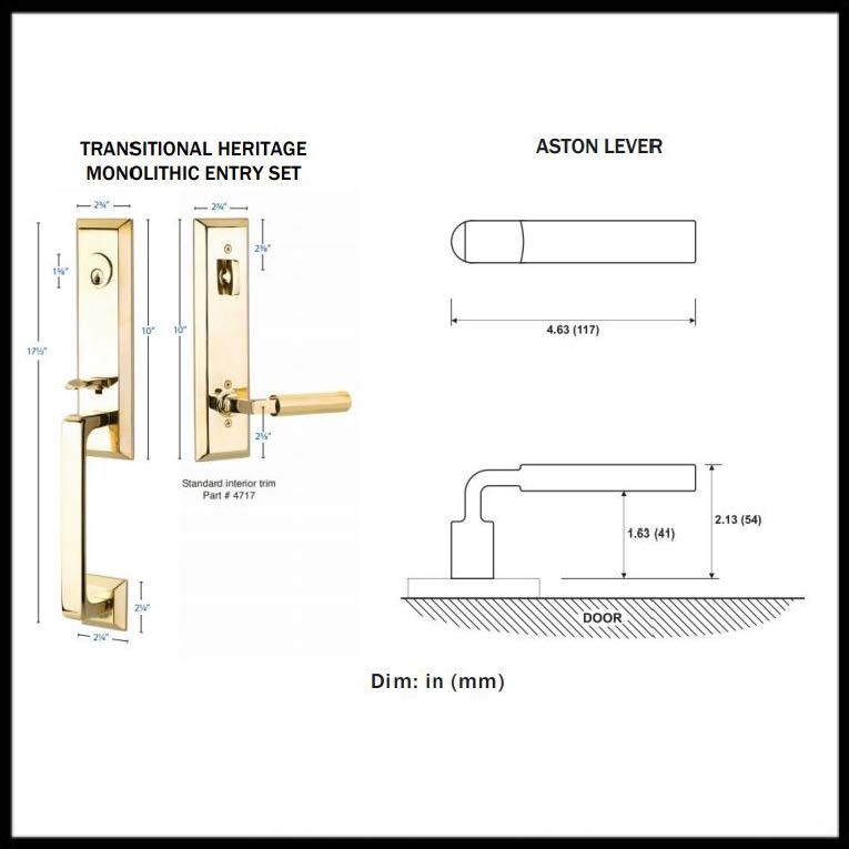 Emtek 4717.Knob Transitional Heritage Monolithic Tubular Entry Set With  Interior Knob