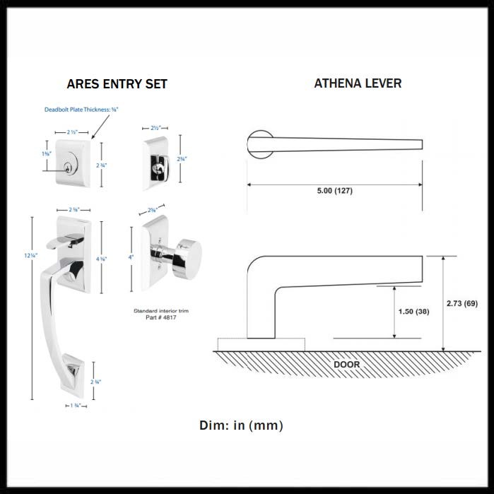 Emtek 4717AST Transitional Heritage Monolithic Tubular Entry Set with Aston  Lever