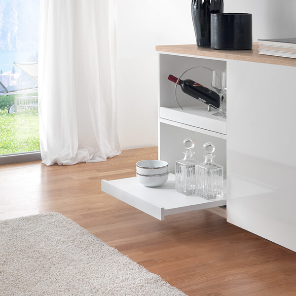 Pull Out Sliding Drawer-Shelf Elegance With Open Front Melamine Soft  Close Slides- side mount or Bottom mount, custom made any size Active