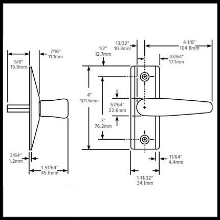 Adams Rite 4565-501-130 Deadlatch Handle With Cam For 4300/4500/4900 Series