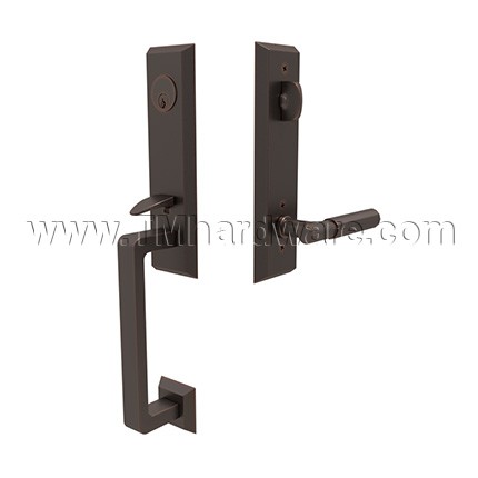 Emtek 4717AST Transitional Heritage Monolithic Tubular Entry Set with Aston  Lever