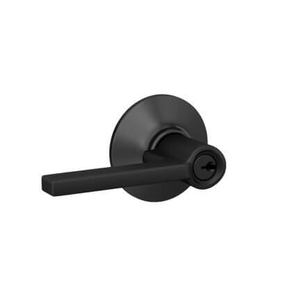 Schlage Latitude Door Handle, Mechanical Door Locks, ND Series, Keyed, Double Cylinder Function, Faculty Restroom Lock, Flat Black Finish