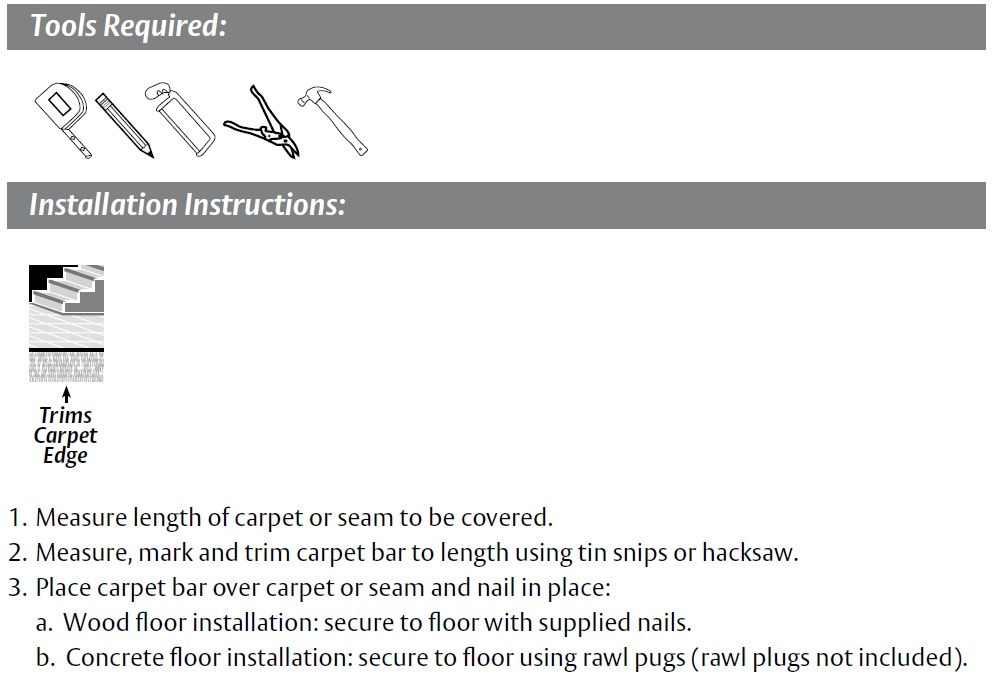 Installation Guide for Aluminum Floor Edge Binding by Pemko, 2604