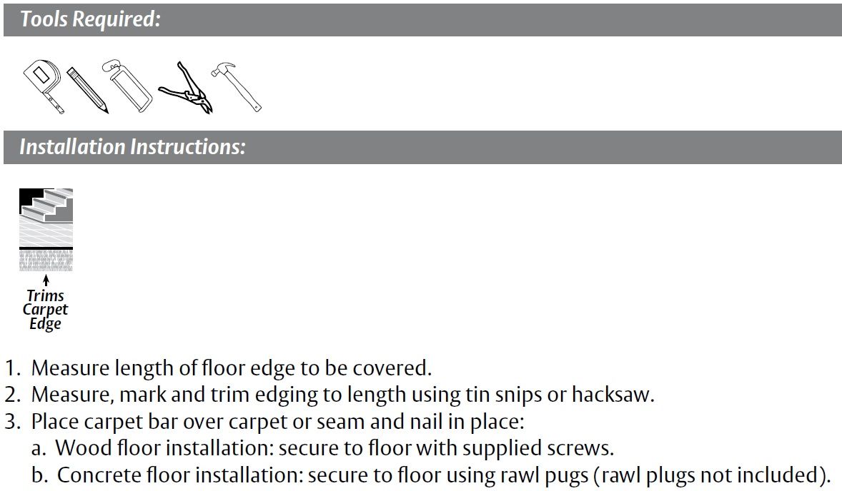 Installation Guide for Wooden Seam Binding for Standard Floor Surface Edges,  by Pemko 2604W