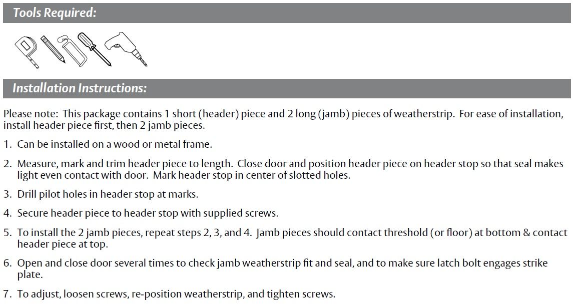 Installation Guide for Door Gasket with Large Rubber Seal by Pemko