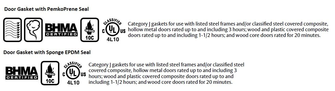 Compliance Details for Door Gasket with PemkoPrene and Sponge EPDM Seal