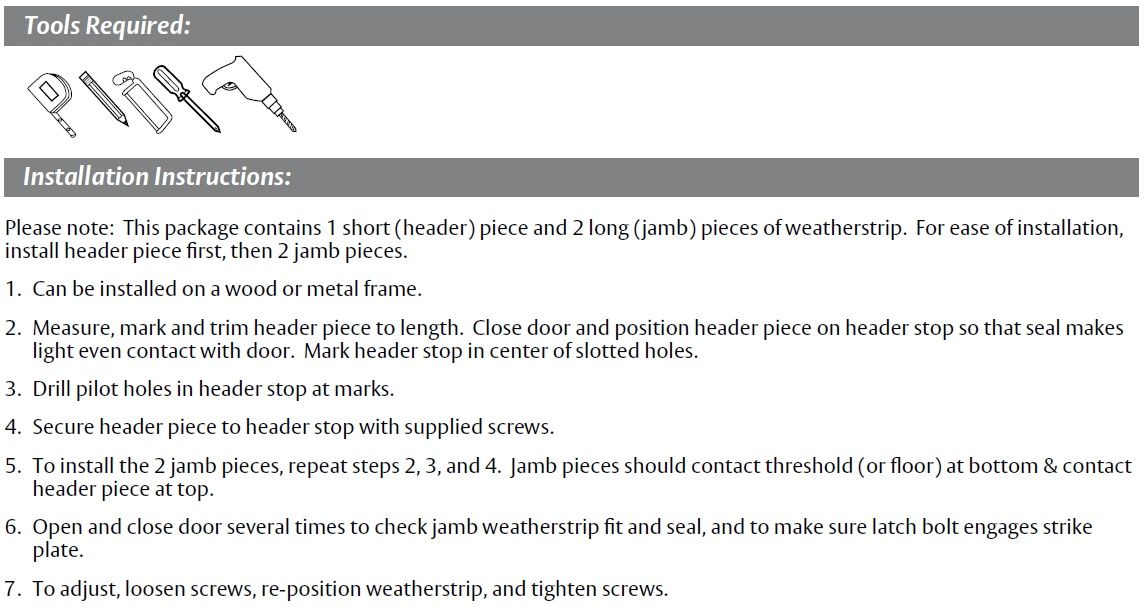 Installation Guide for Door Gasket - 306Q