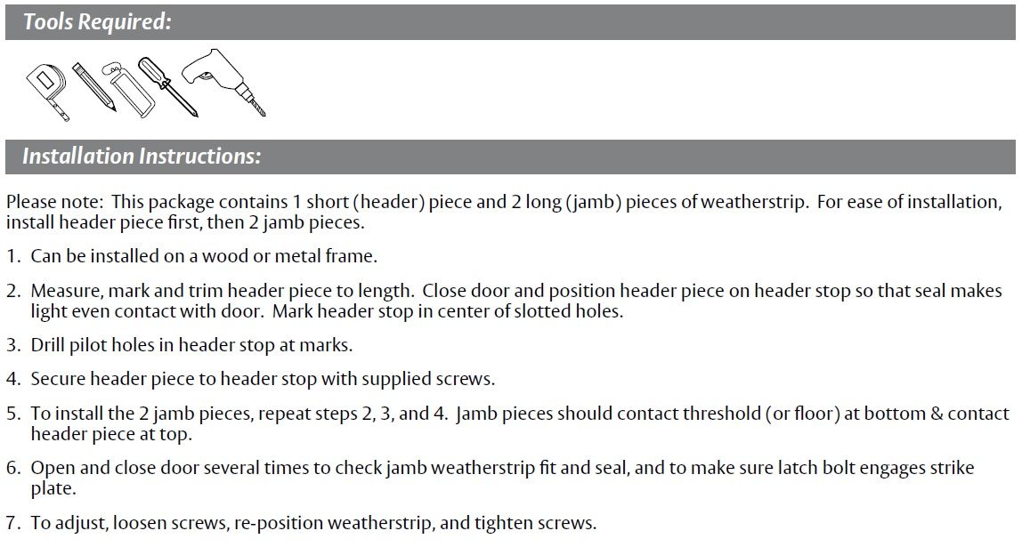 Installation Guide for Door Gasket with PemkoPrene Seal