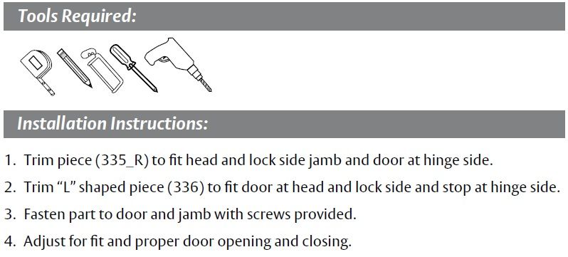 Installation Guide for Interlocking Door Gasket P335 and P336