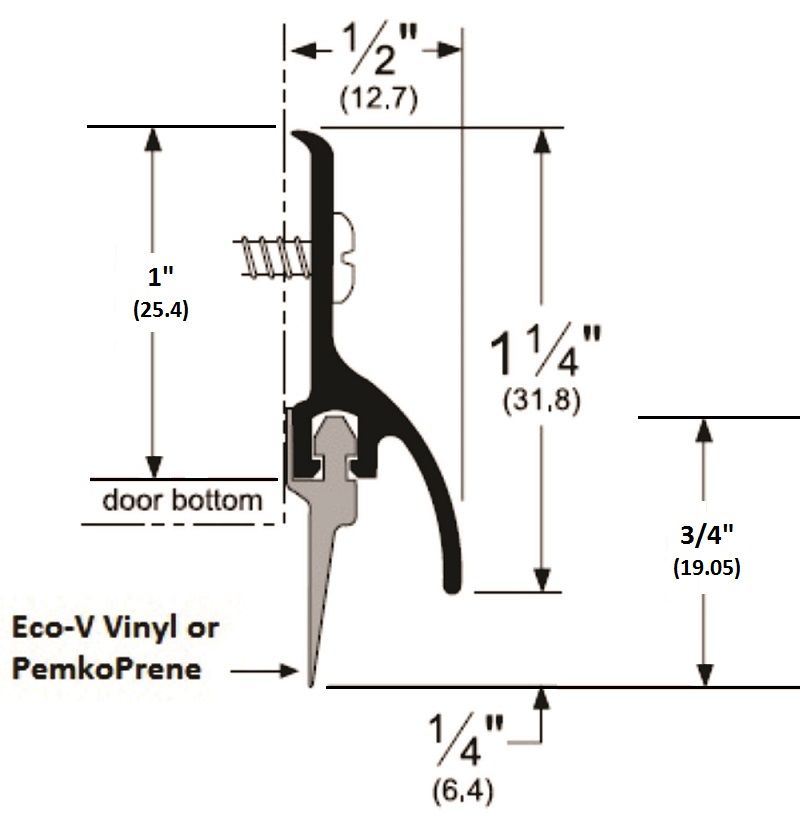 Door Bottom with Rain Drip Cap and Vinyl or PemkoPrene Fin Seal by Pemko, P3452