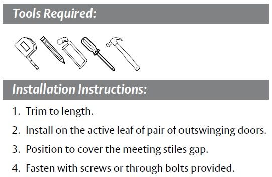 Installation Guide of Overlapping Astragal for Single Active Door by Pemko - P357