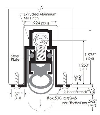 Product Specs of Zero International Mortised Automatic Door Bottom with Double Neoprene Seal for Soundproofing Doors - #369