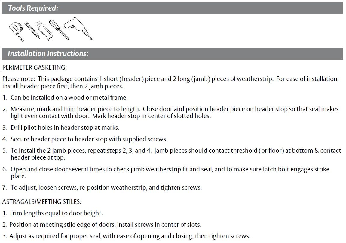 Installation Guide for Door Gasket with Sponge EPDM Seal