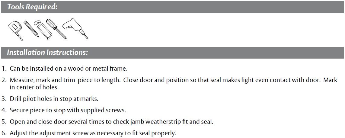 Installation Guide for Adjustable Door Gasket with Rubber Seal - P379