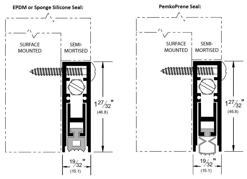 Product specs for 4131 Automatic Door Bottom with Rubber Seals