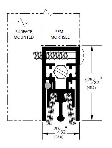 Product specs of pemko automatic door bottom 4301NB with nylon brush