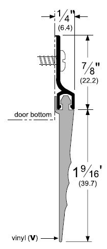 Pemko Surface Mounted Aluminum Door Bottom with Eco-V Vinyl Seal, 56V