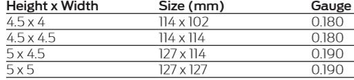 dimensions