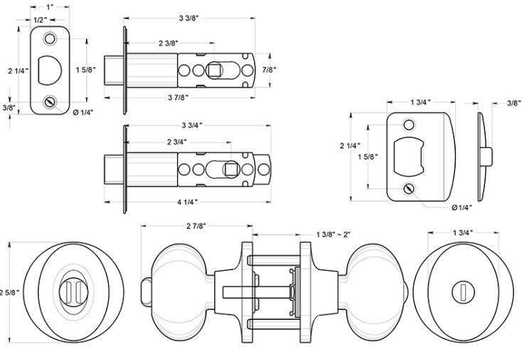 Deltana 3382 Knob Dimensions