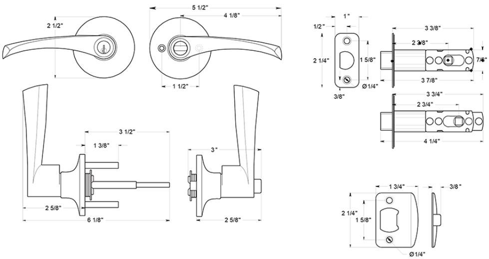 Deltana 5851 Left Hand Dimensions