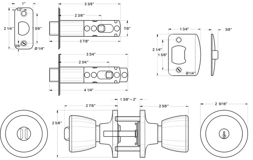 Deltana 6111 St. Thomas Entry Knob Dimensions