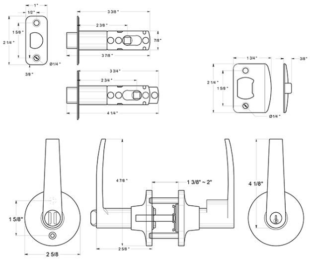 Deltana 6141 Morant Door Lever Dimensions