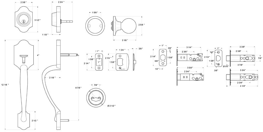 Deltana 803871B Hanover Entry Handleset Dimensions