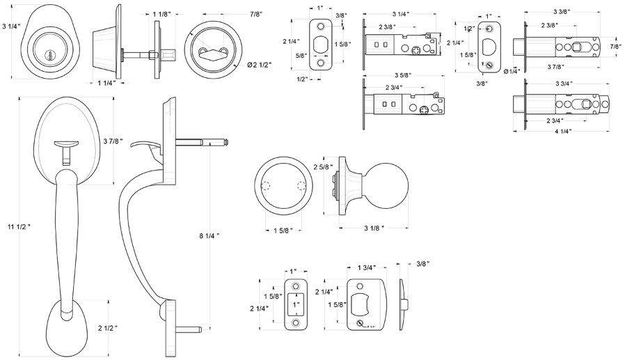 Deltana 810871 Montego Handlesets Dimensions