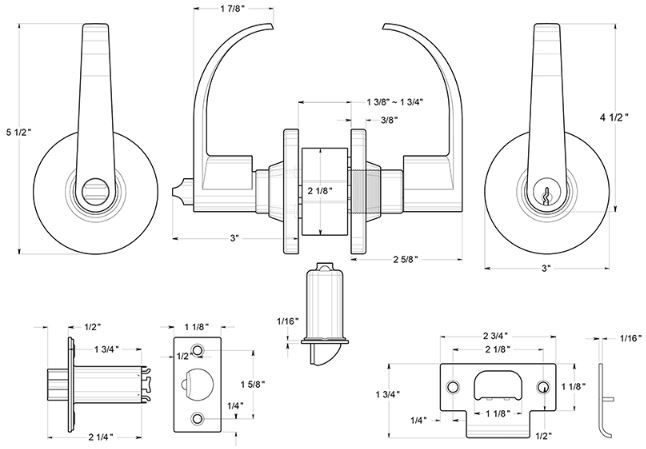 Deltana CL400EL Curved Door Lever Product Specs