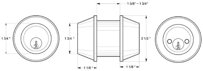 Deltana CL210LA Double Deadbolt Dimensions