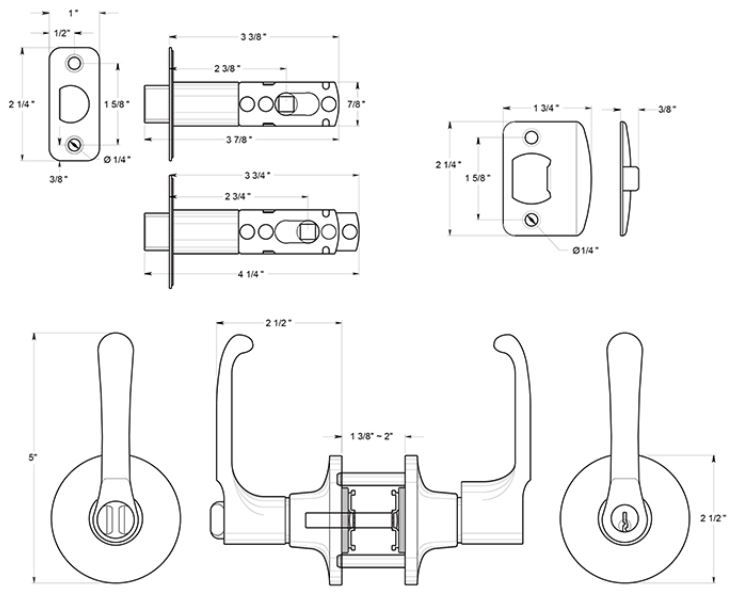 Deltana Manchester Door Levers Dimensions