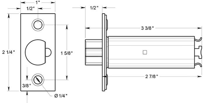 Deltana G2RLE375 Door Latch Dimensions