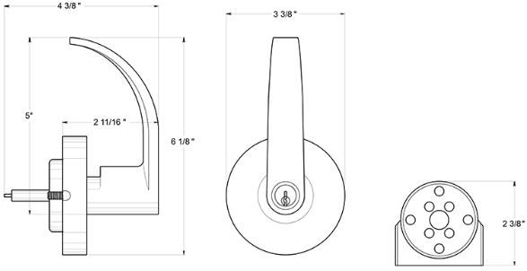 Deltana LTED60LST Lever Trim For Panic Device Dimensions