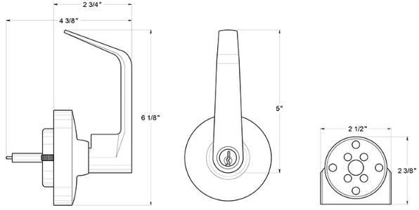 Deltana LTED80LP Lever Trim for Panic Device Dimensions