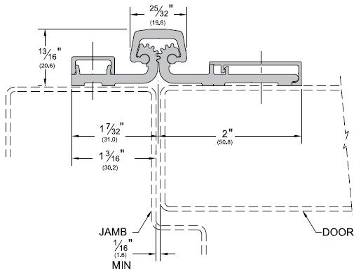 Product Specs for Full Suface with Center Pivot Continuous Hinge by Pemko